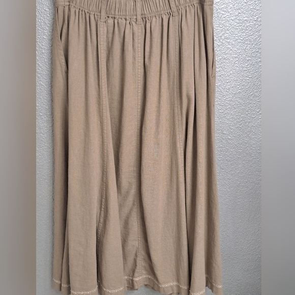 Vintage Erika Linen Button Up Midi Skirt With Detailed Hem - Picture 8 of 10